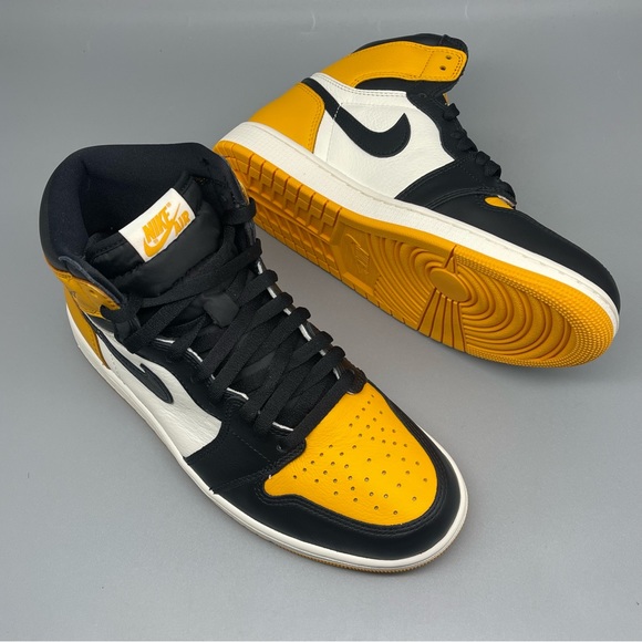 Nike Air Jordan 1 Retro High OG Taxi Yellow Toe Size 9.5 Men’s - Picture 6 of 11